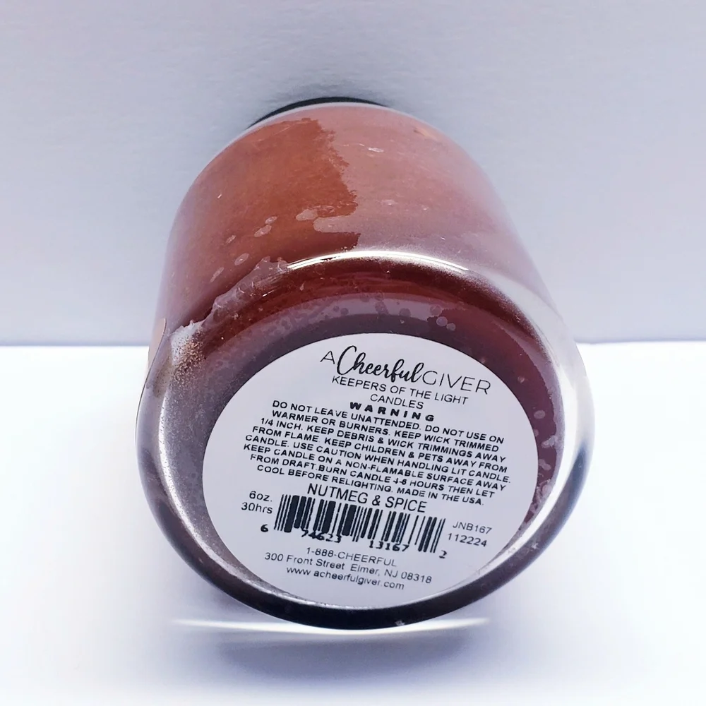 NUTMEG & SPICE -A Cheerful Giver Baby Jar Single Wick Candle, 6 oz